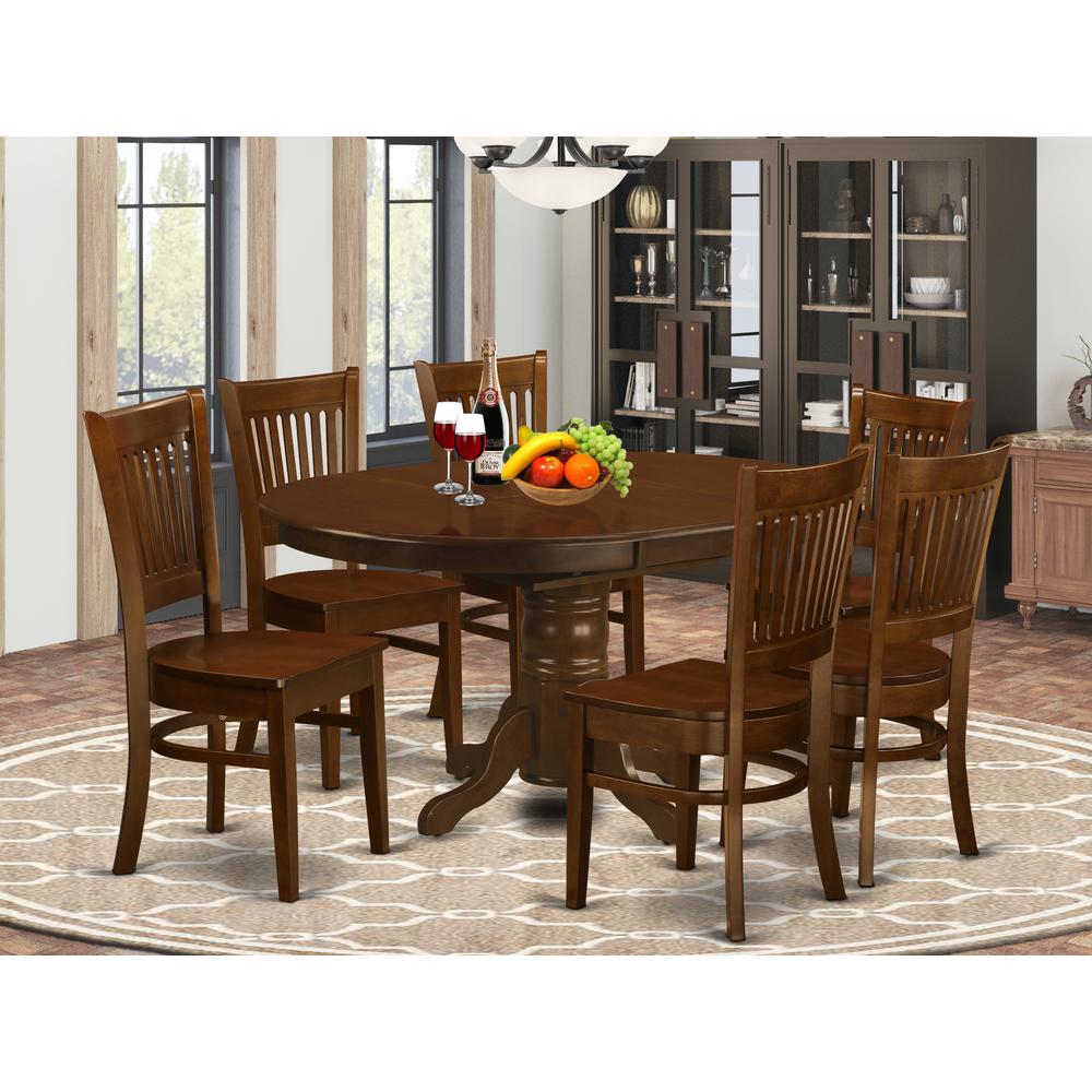 7  Pc  set  Kenley  Dinette  Table  with  a  Leaf  and  6  hard  wood  Seat  Chairs  in  Espresso  .. Picture 4