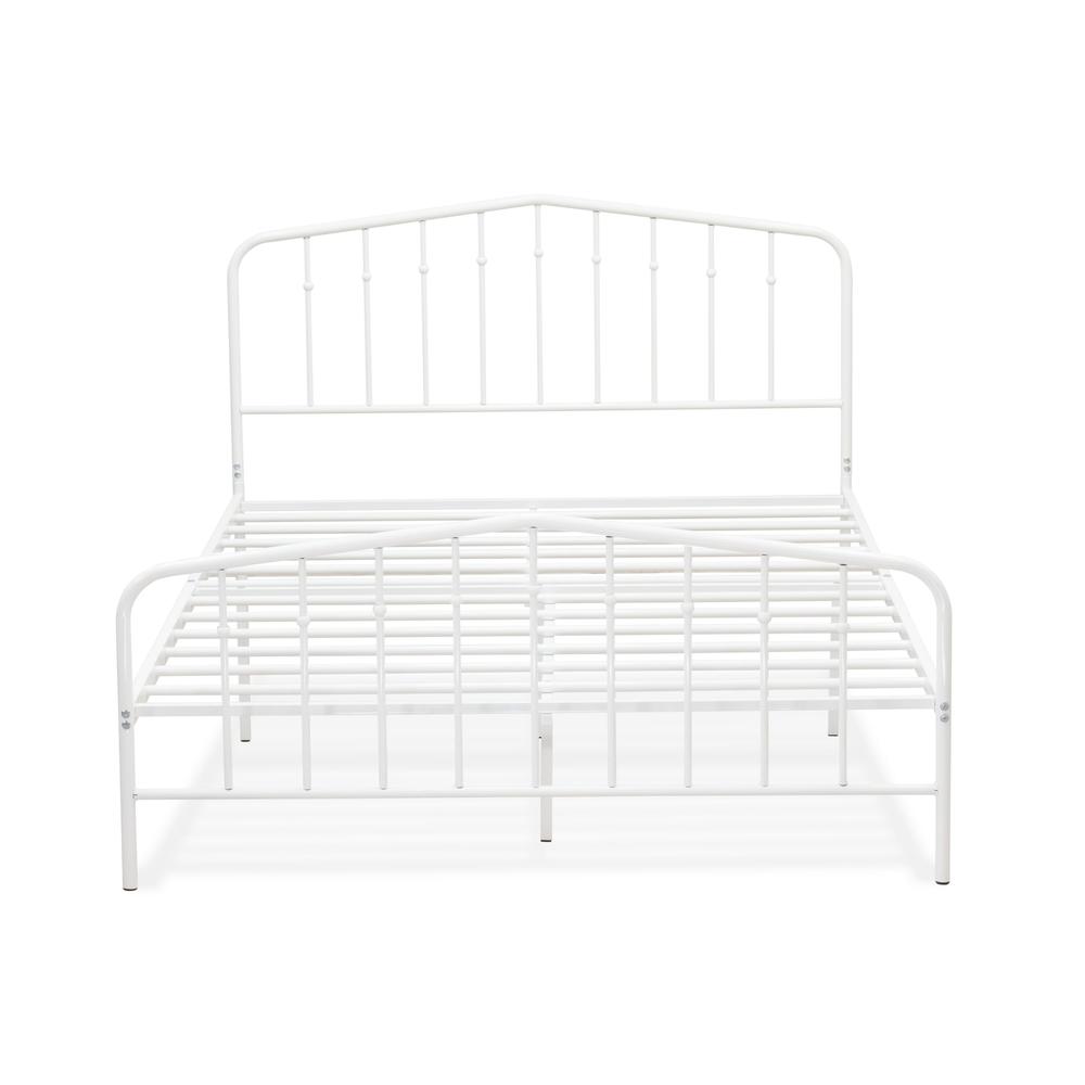 Kemah Full Bed Frame with 3 Supporting Metal Legs - Deluxe Bed in Powder Coating White Color. Picture 3