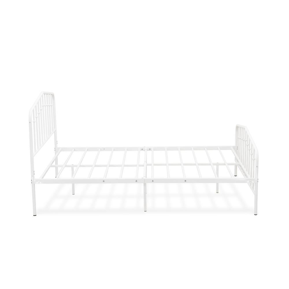 Kemah Full Bed Frame with 3 Supporting Metal Legs - Deluxe Bed in Powder Coating White Color. Picture 5