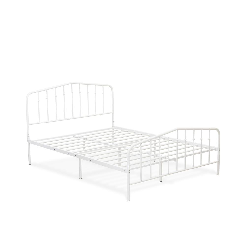 Kemah Queen Platform Bed with 4 Metal Legs - Magnificent Bed in Powder Coating White Color. Picture 4