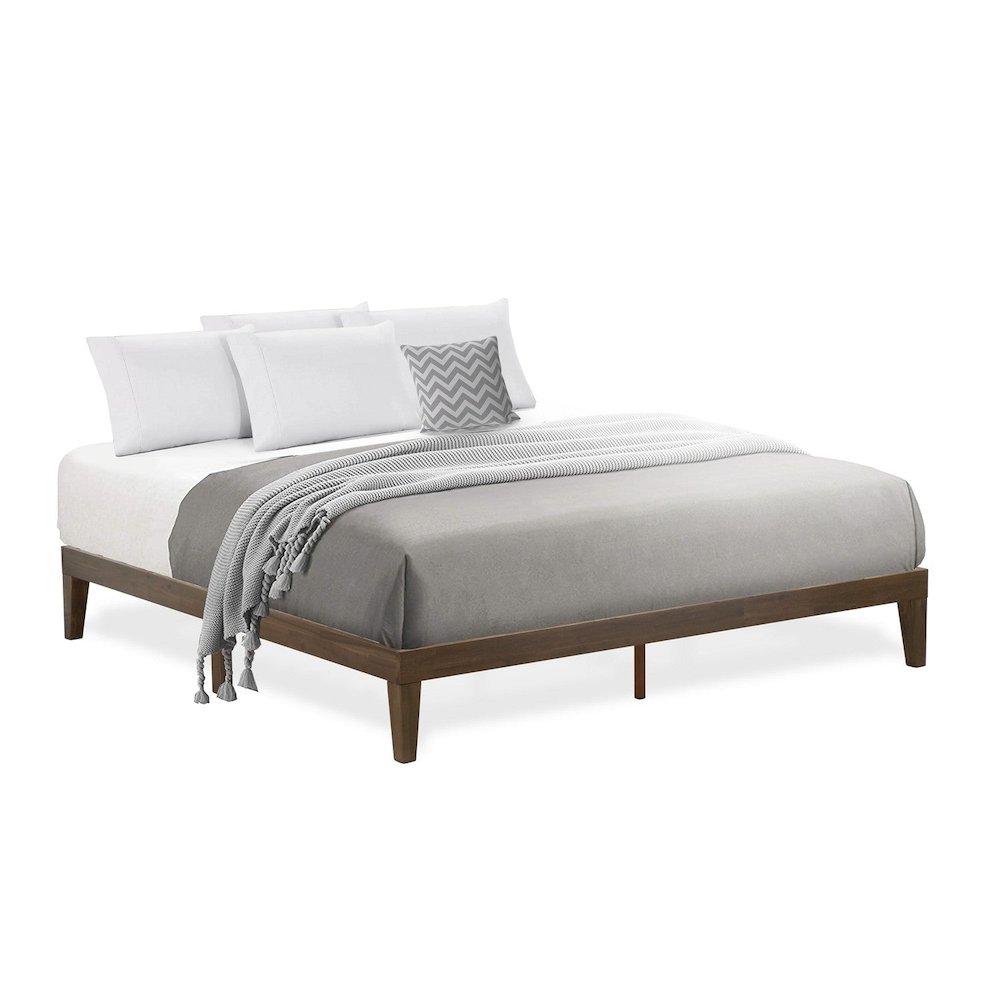 King Size Platform Bed with 4 Legs and 2 Extra Center Legs - Walnut Finish. Picture 9