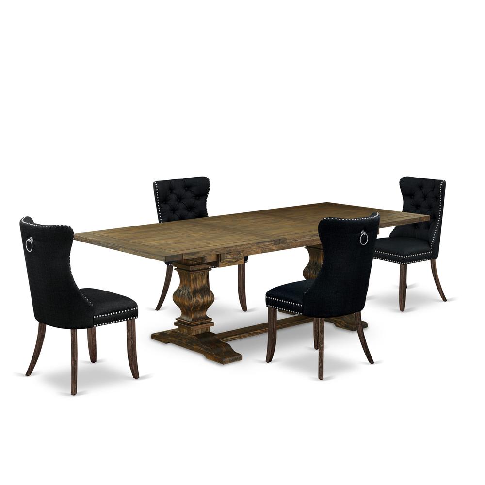 5 Piece Dining Set Consists of a Rectangle Wooden Table with Butterfly Leaf. Picture 6