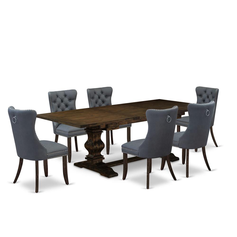 7 Piece Kitchen Set Contains a Rectangle Dining Table with Butterfly Leaf. Picture 6