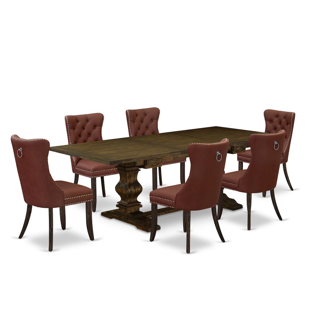 7 Piece Kitchen Set Consists of a Rectangle Dining Table with Butterfly Leaf. Picture 1