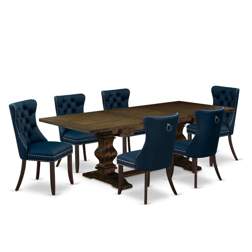 7 Piece Kitchen Set Contains a Rectangle Dining Table with Butterfly Leaf. Picture 6