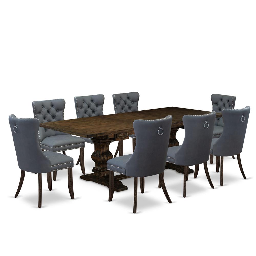 9 Piece Dinette Set Consists of a Rectangle Kitchen Table with Butterfly Leaf. Picture 6