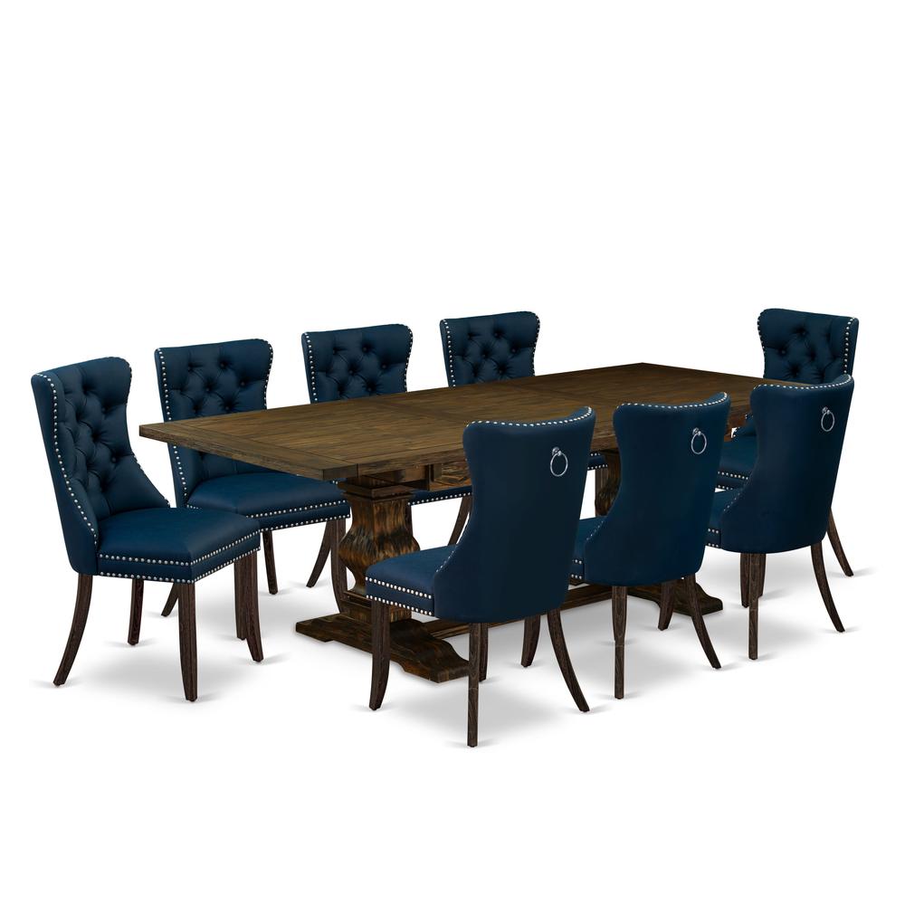 9 Piece Dining Set Consists of a Rectangle Kitchen Table with Butterfly Leaf. Picture 6