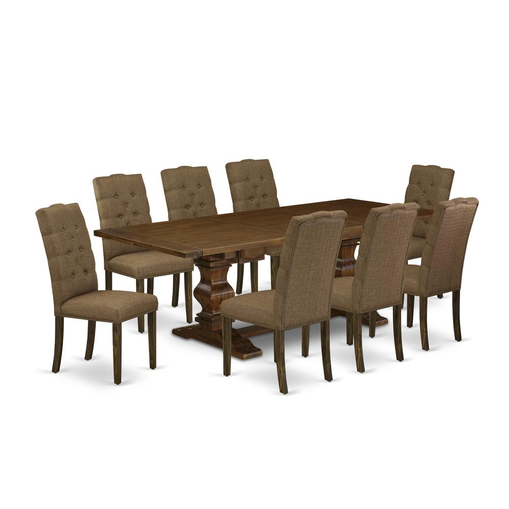 East West Furniture Dining Table Set, 42x92 Inch, LAEL9-87-18. Picture 1