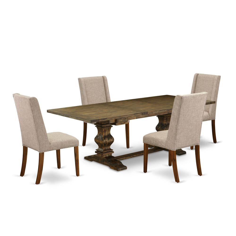 5-piece dinette set with Chair’s Legs and Clay Linen Fabric. Picture 1