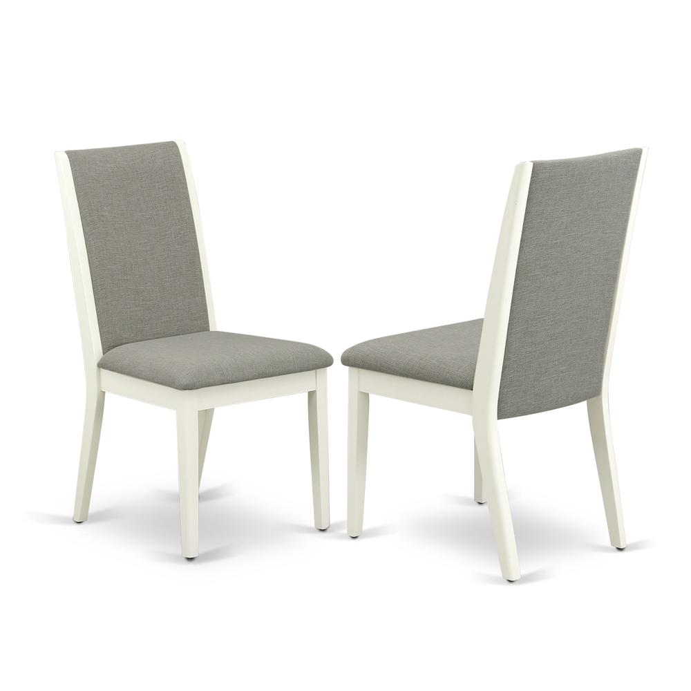 AMLA3-LWH-06 3 Pc Dining Table Set - 1 Wooden Dining Table and 2 Shitake Kitchen Chairs - Linen White Finish. Picture 3