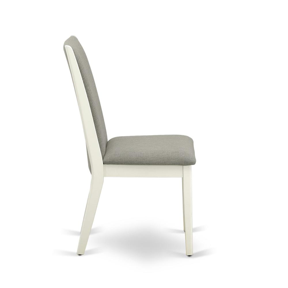 AMLA3-LWH-06 3 Pc Dining Table Set - 1 Wooden Dining Table and 2 Shitake Kitchen Chairs - Linen White Finish. Picture 6