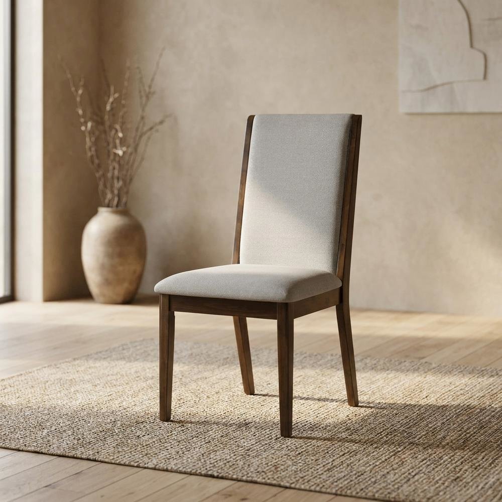 Fabric-Upholstered Parsons Dining Chair with High Back for Dining Room, Grey, Set of 2. Picture 4