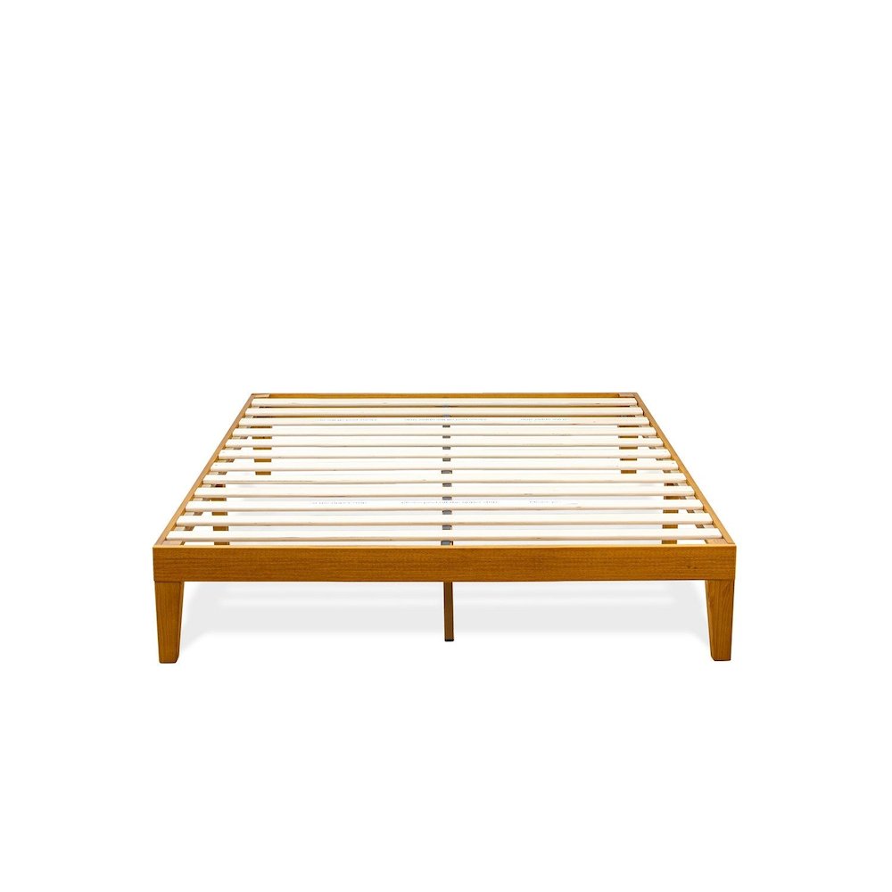 Full Size Platform Bed Frame with 4 Legs and 2 Extra Center Legs - Oak Finish. Picture 2