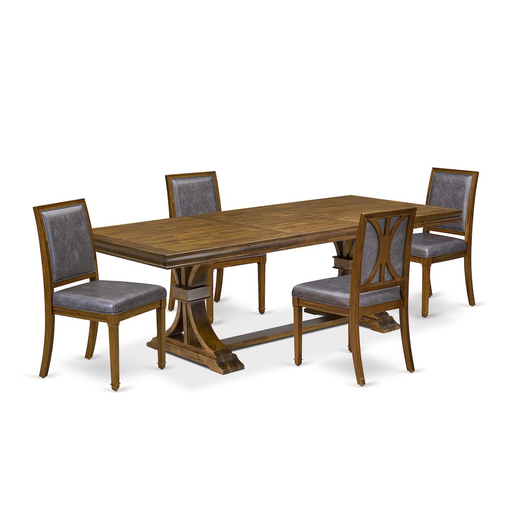 5 Piece Dining Table Set Consist of Dining Room Table and 4 Padded Chairs. Picture 1