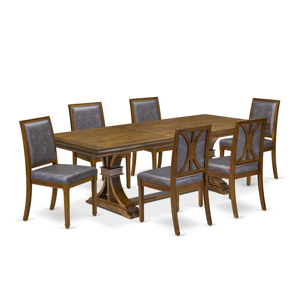 7 Piece Dining Table Set included of Kitchen Table and 6 Parson Chairs. Picture 1