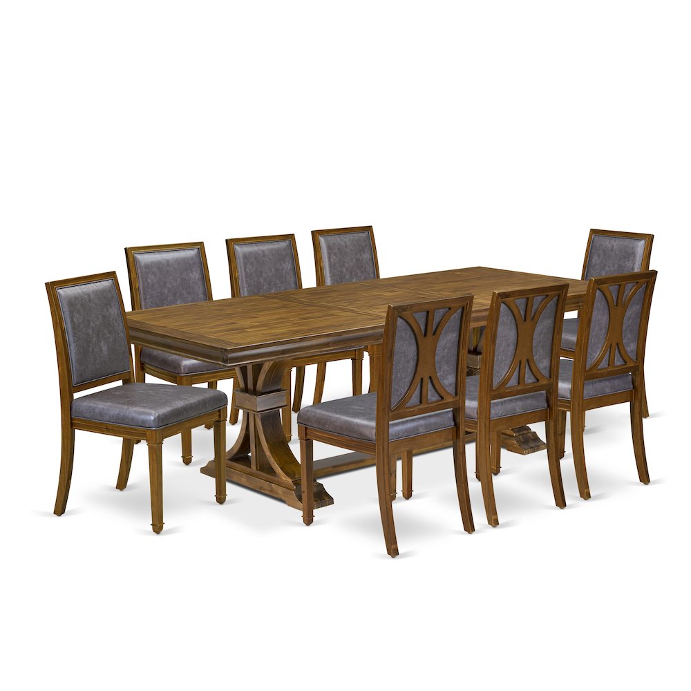 9 piece Kitchen Table Set consists of a Dining Table and 8 kitchen Chairs. Picture 1