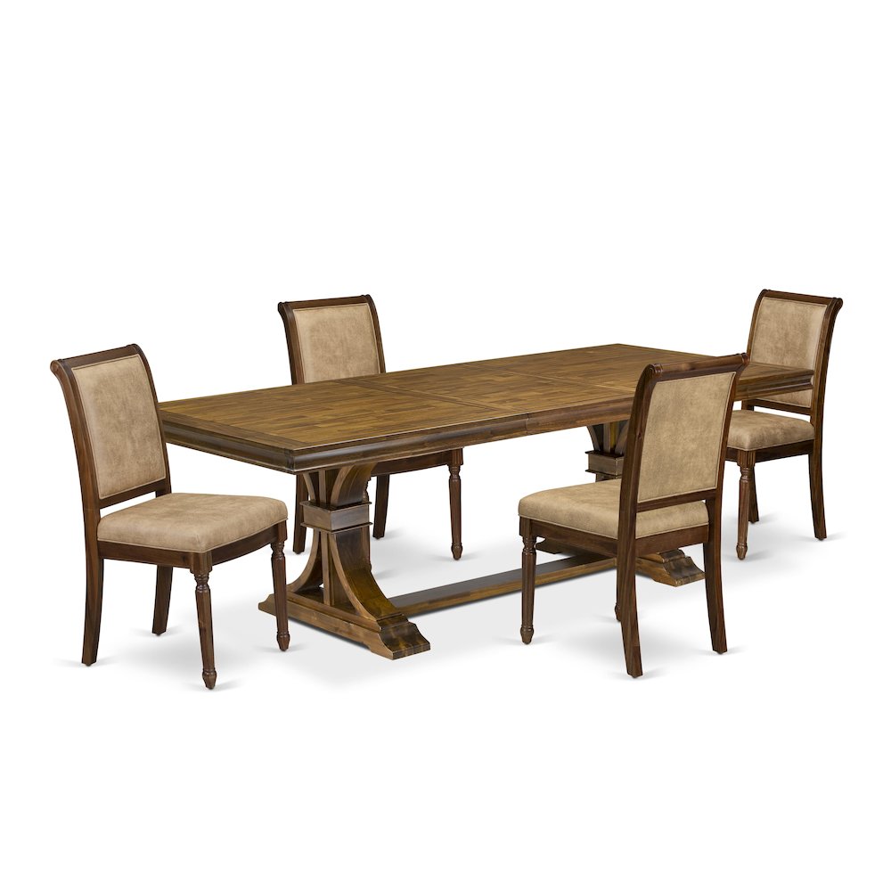 5 piece Modern Dining Table Set of a Kitchen Table and 4 Dark Grey Dining Chairs. Picture 1