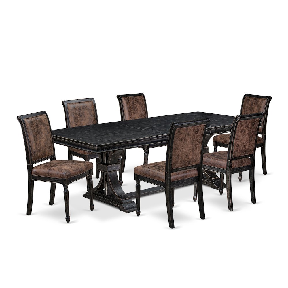 7 piece Modern Dining Table Set includes a Kitchen Table and 6 Dinner Chairs. Picture 1