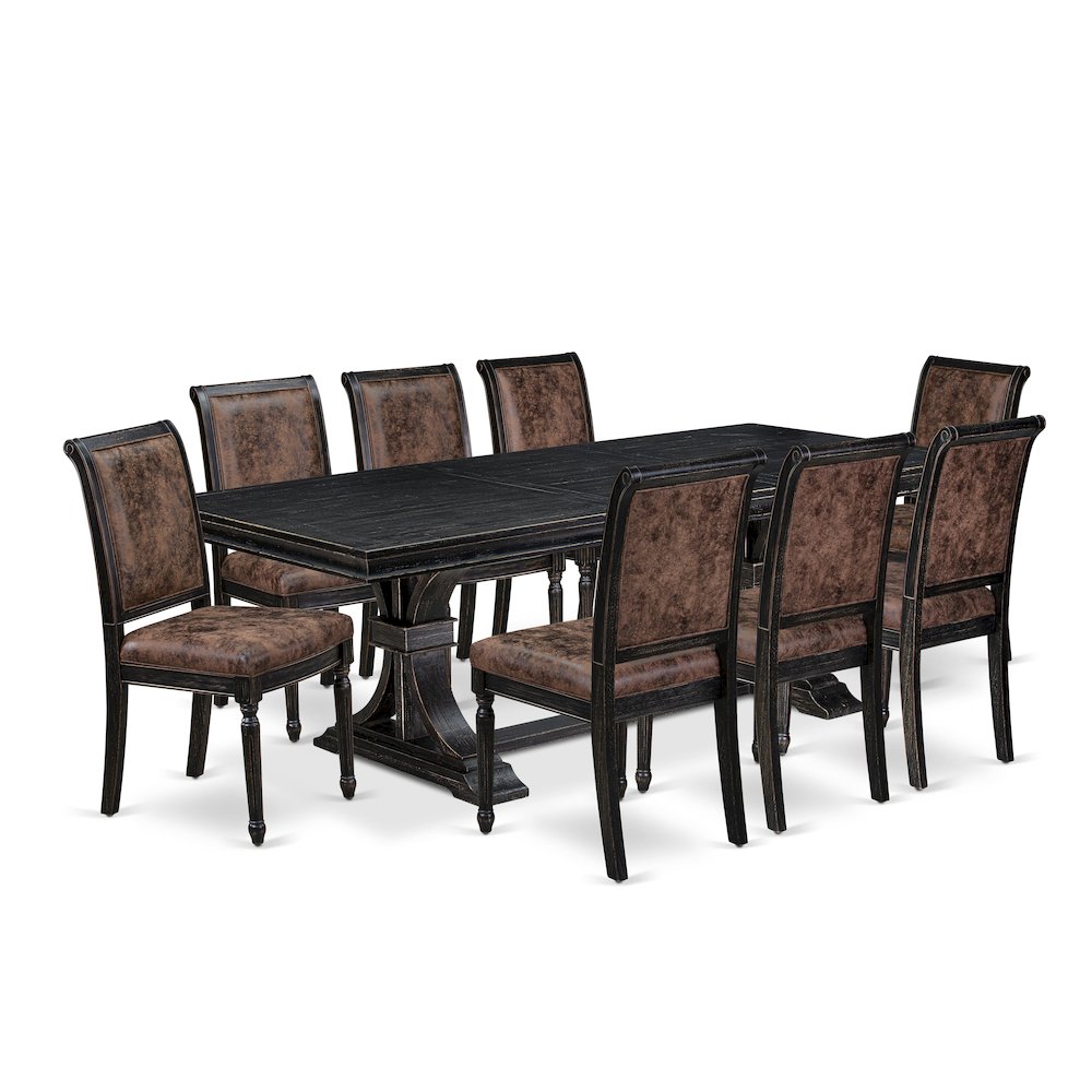 9 piece Modern Dining Table Set consists of a Dining Table and 8 Dinner Chairs. Picture 1