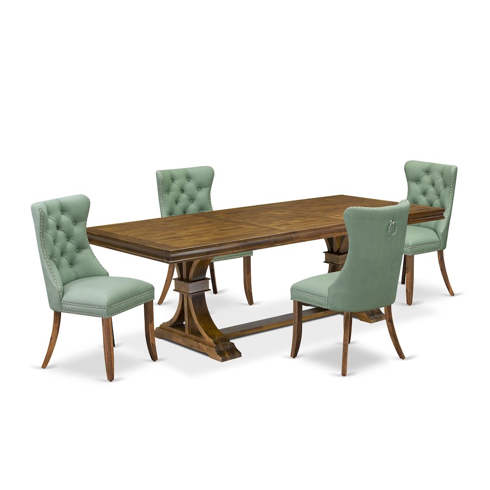 5 piece Dining Table Set includes a Kitchen Table and 4 PU Leather Dinner Chairs. Picture 1