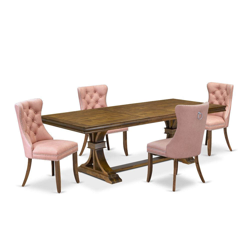 5 piece Dining Table Set of a Modern Dining Table and 4 Kitchen Chairs. Picture 1