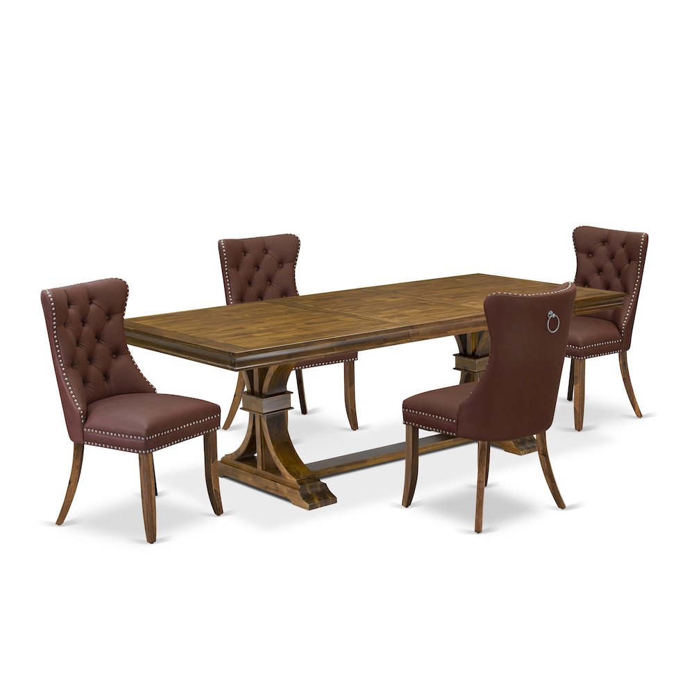 5 piece Kitchen Table Set of a Dining Table and 4 Faux Leather Kitchen Chairs. Picture 1