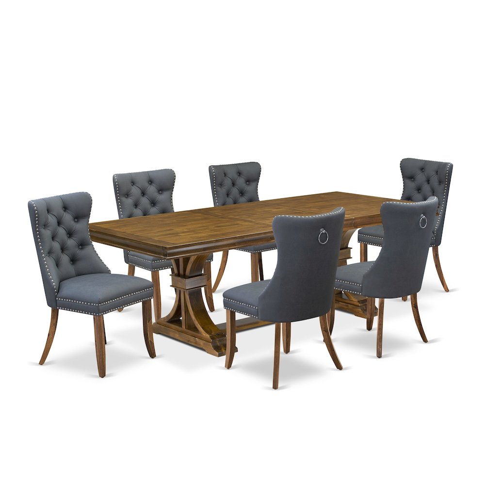 7 piece Modern Dining Table Set includes a Kitchen Table and 6 Dining Chairs. Picture 1
