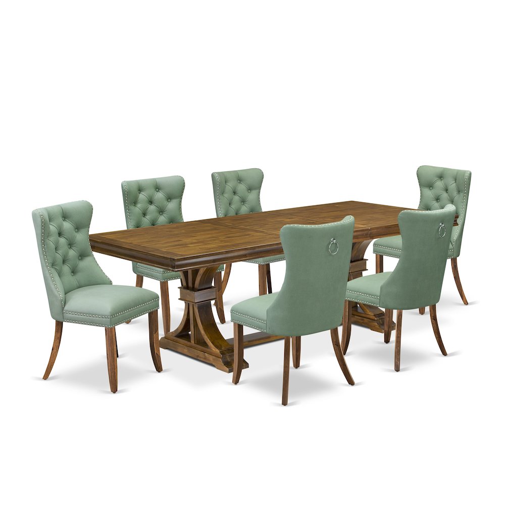7 piece Kitchen Table Set consists of a Dining Table and 6 Modern Dining Chairs. Picture 1
