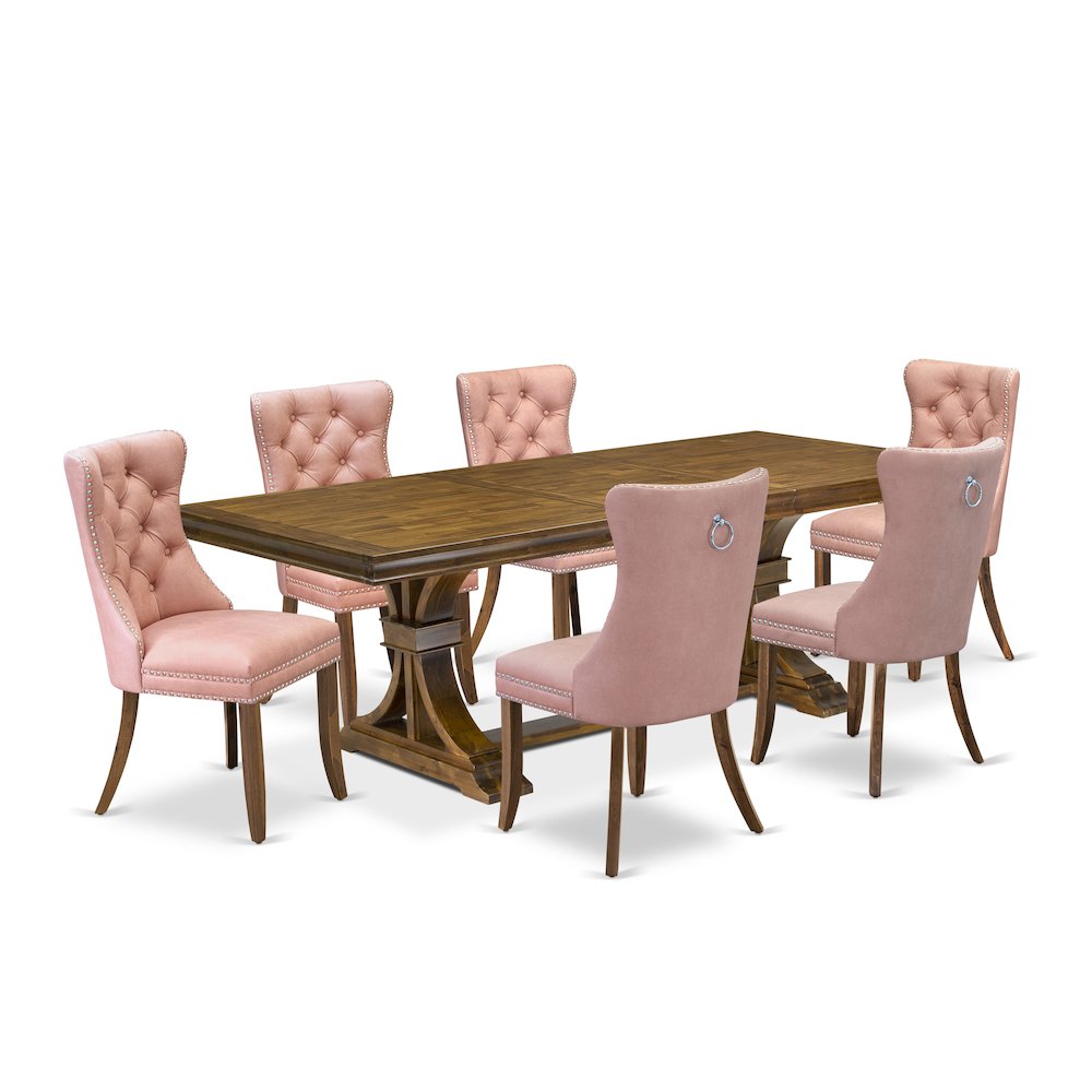 7 piece Dining Table Set a Kitchen Table and 6 Faux Leather Dining Chairs. Picture 1