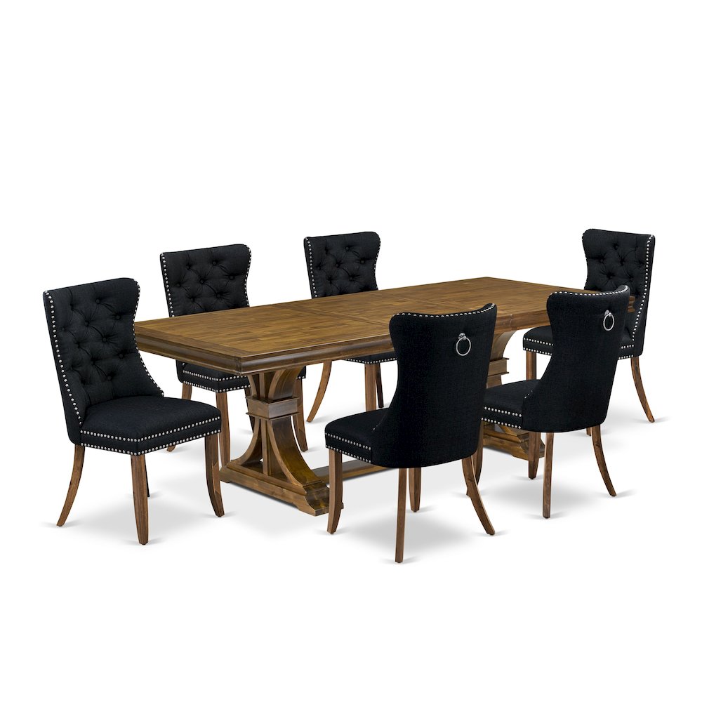 7 Pieces Dining Set Contains a Rectangle Kitchen Table and 6 Modern Chairs. Picture 1
