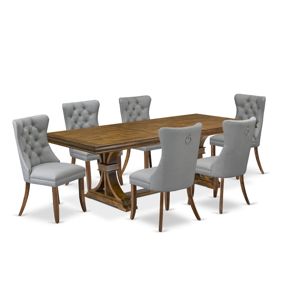 7 Pieces Dining Set Contains a Rectangle Kitchen Table and 6 Modern Chairs. Picture 1