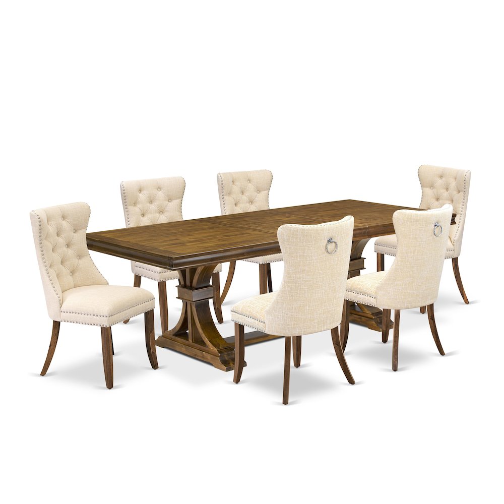 7 Pieces Dining Set Contains a Rectangle Kitchen Table and 6 Modern Chairs. Picture 1