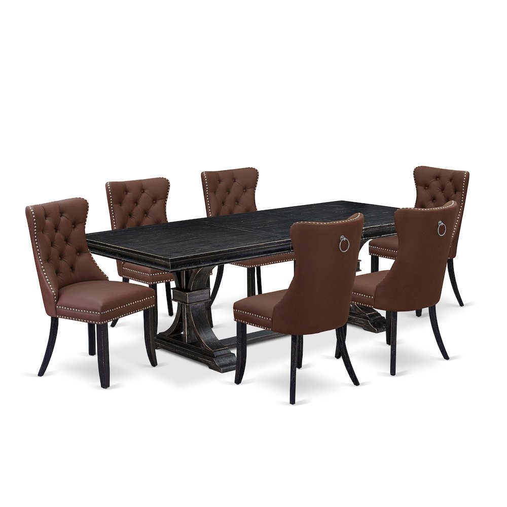7 piece kitchen table set a breakfast Table and 6 Faux Leather dining Chairs. Picture 1