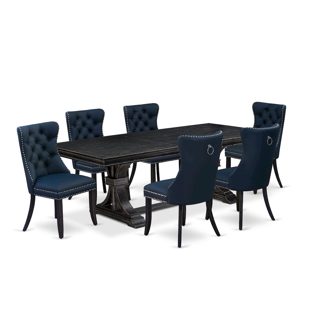 7 piece dining set a breakfast table and 6 Faux Leather kitchen Chairs. Picture 1