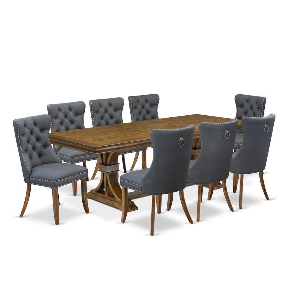 9 piece Kitchen Table Set consists of a Dining Table and 8 Dinner Chairs. Picture 1