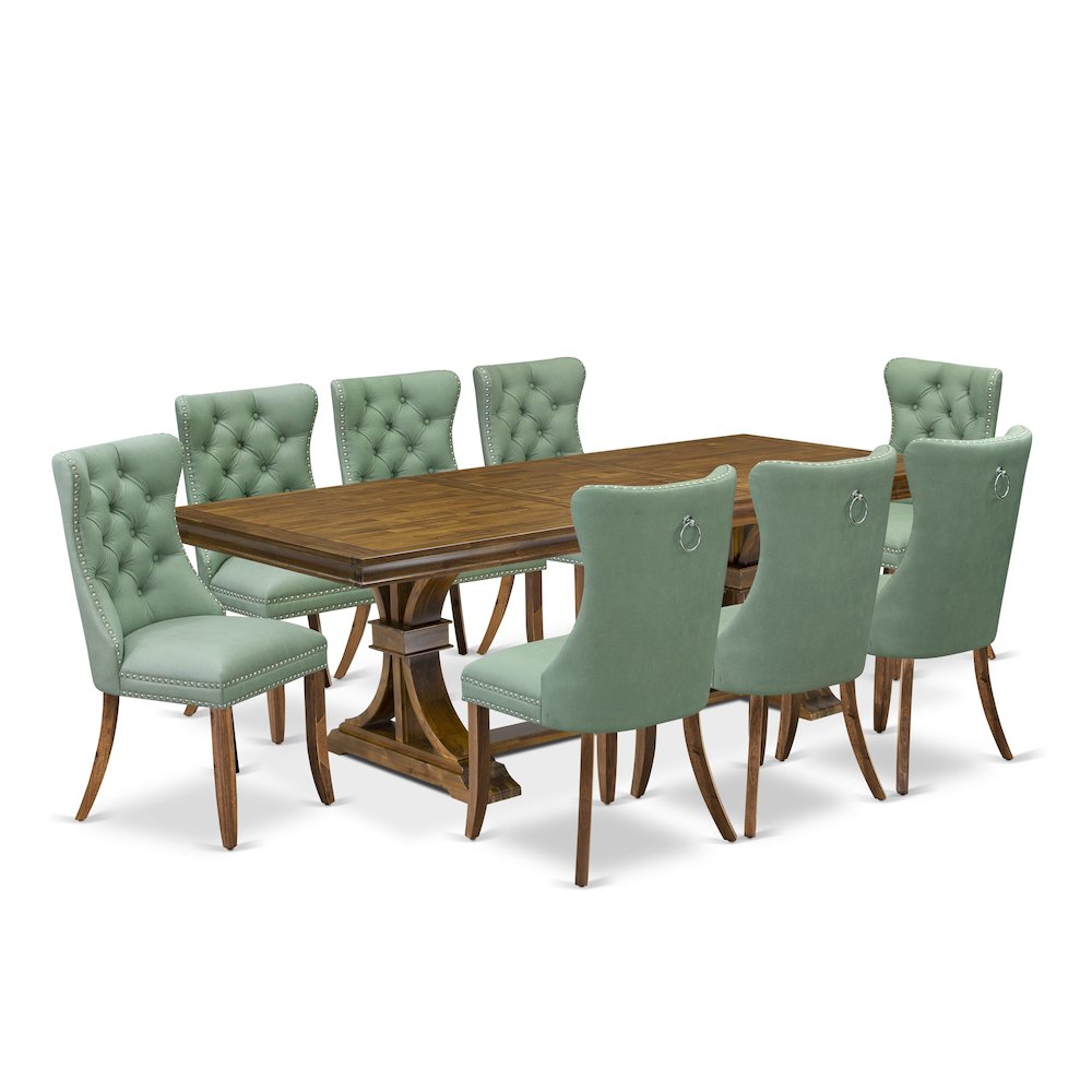 9 piece Modern Dining Table Set includes a Kitchen Table and 8 Dinner Chairs. Picture 1