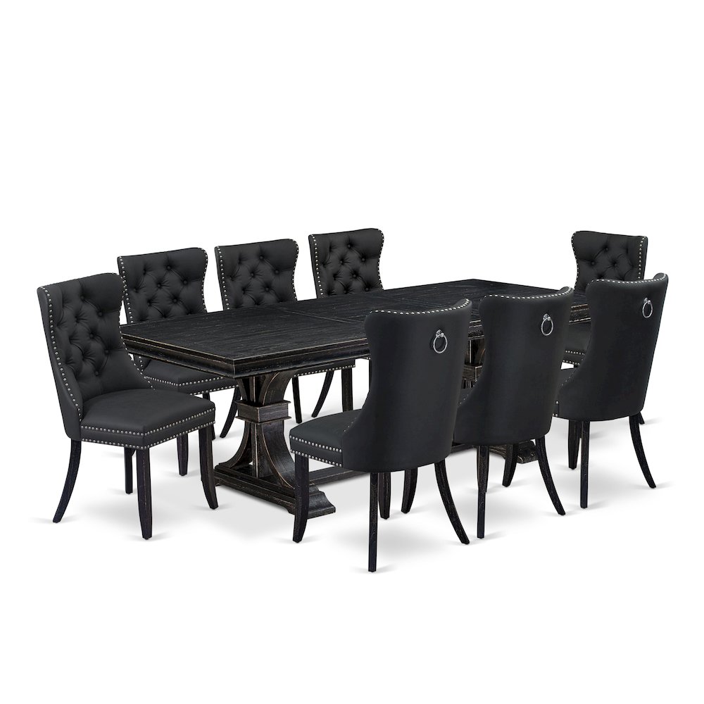 9 Pieces Dining Table Set a Rectangle Table and 8 Dining Chairs. Picture 1