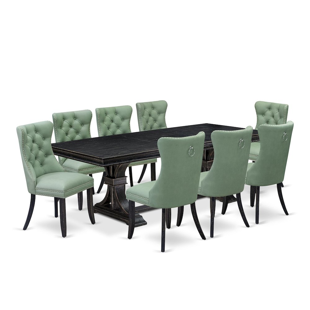 9 Pieces Dining Table Set a Rectangle Table and 8 Dining Chairs. Picture 1