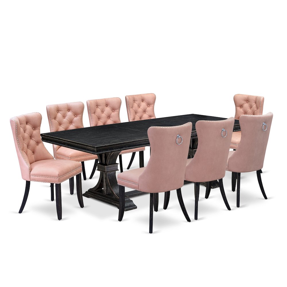 9 Pieces Dining Table Set a Rectangle Table and 8 Dining Chairs. Picture 1