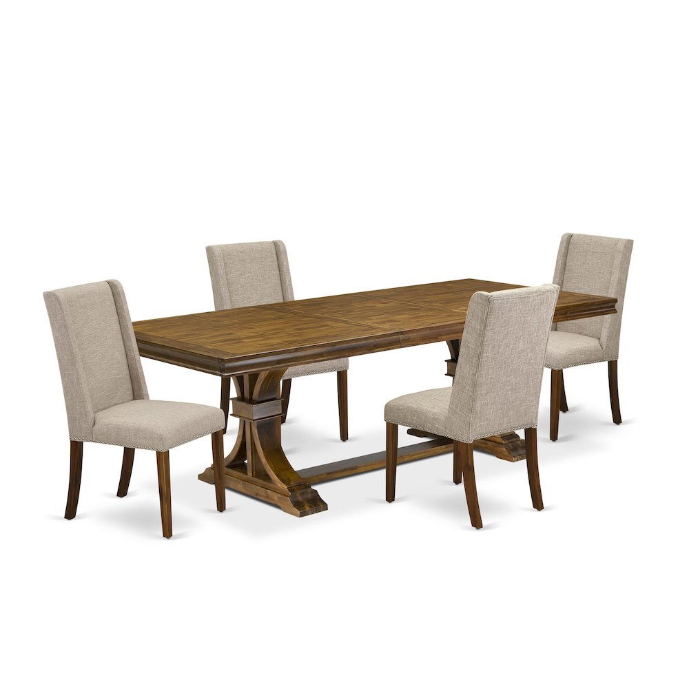 5 piece kitchen dining set a breakfast table and 4 Linen Fabric kitchen chairs. Picture 1