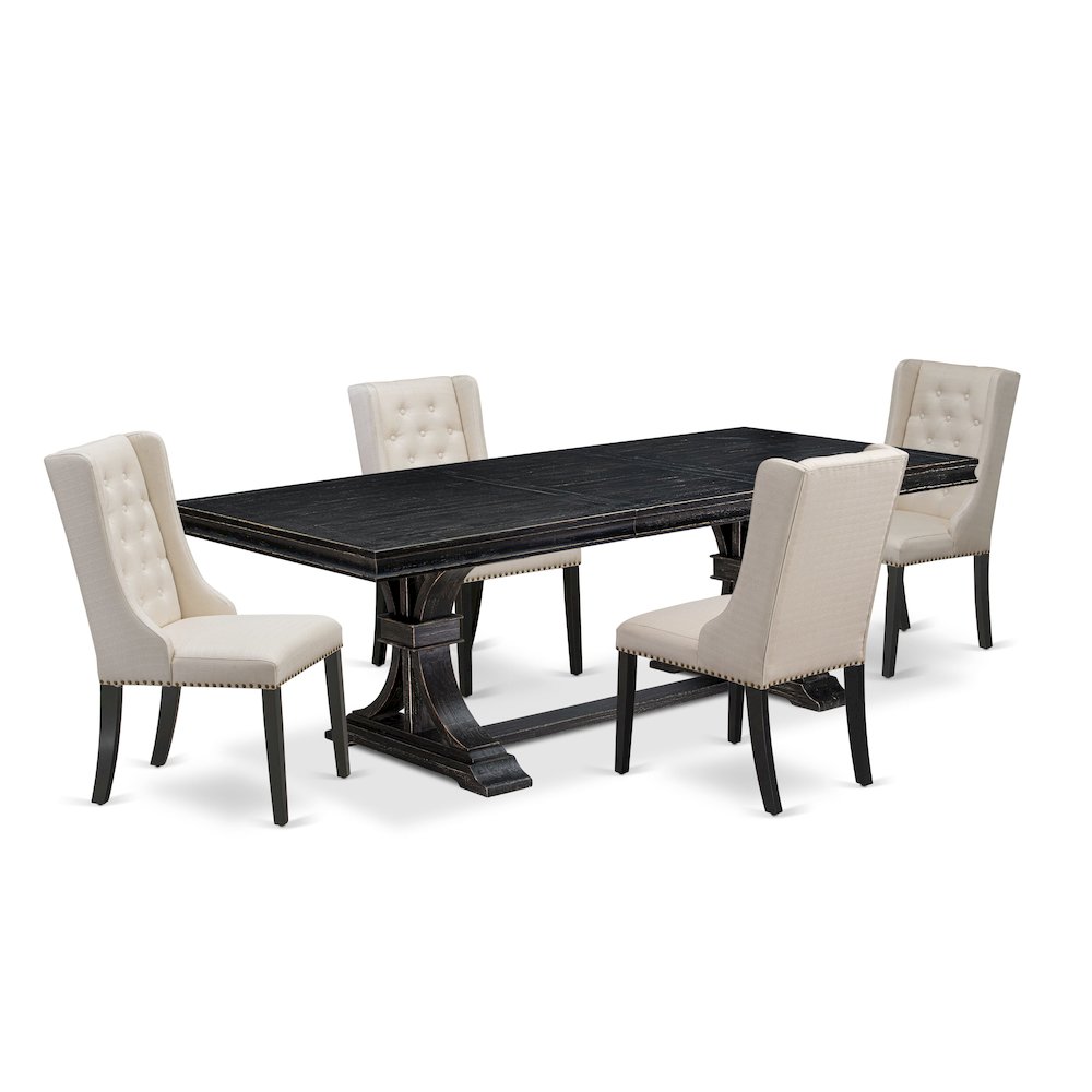 5 piece kitchen table set a dinner table and 4 Linen Fabric dining chairs. Picture 1