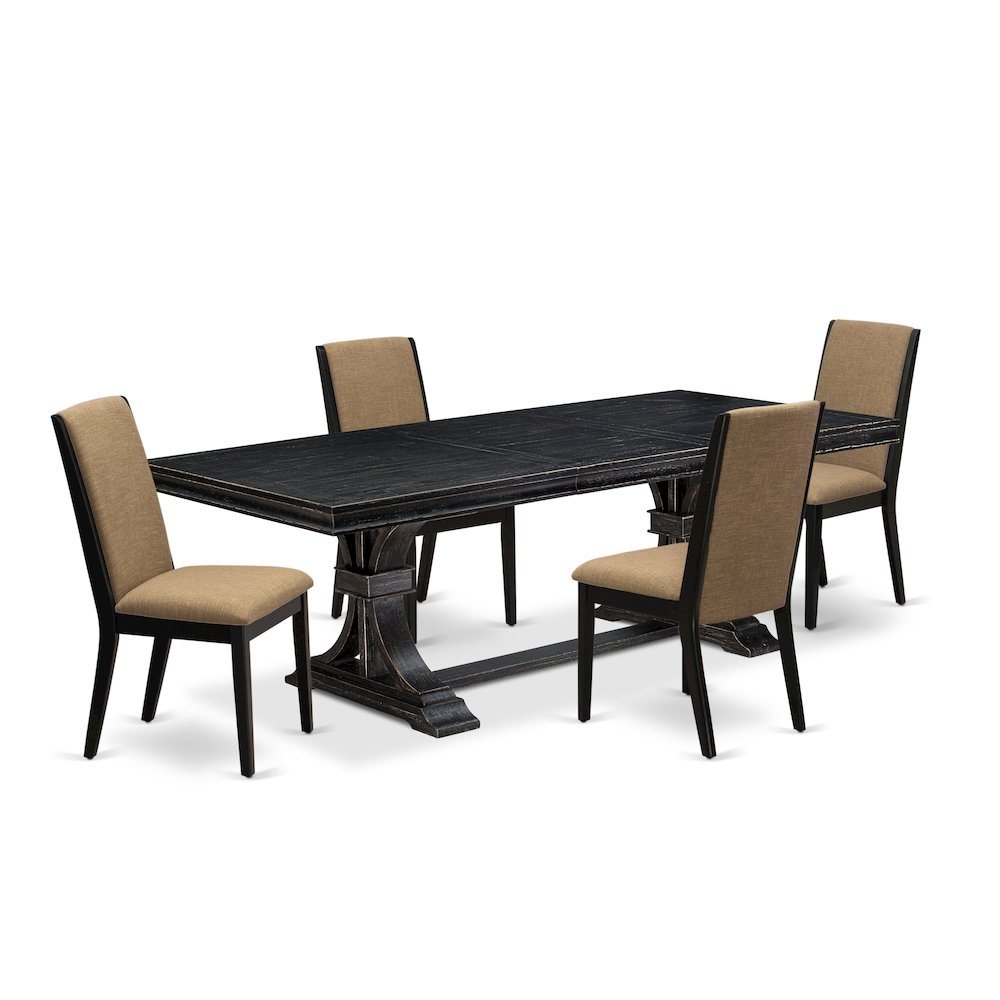 5 piece kitchen set in a dining table & 4 dining chairs & black legs. Picture 1