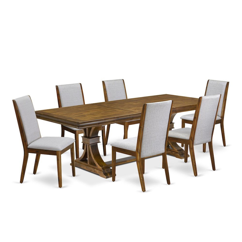 7 Pieces Kitchen table set of a Rectangular Dining Table and 6 Dining Chairs. Picture 1