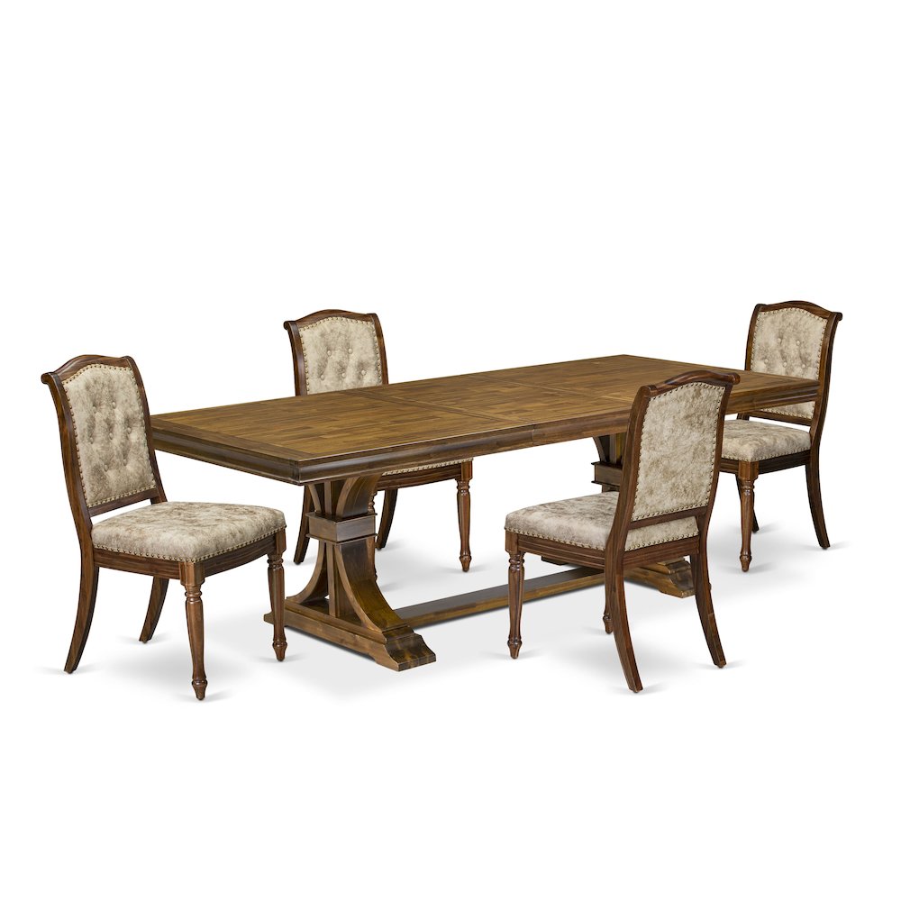 5 Pieces Dining Room set a Rectangular Modern Dining Table and 4 Kitchen Chairs. Picture 1