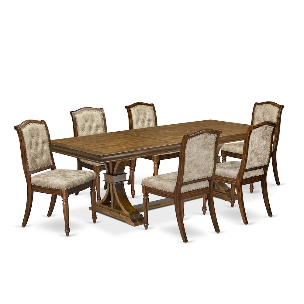 7 Pieces Dining Room set of a Rectangular Dining Table and 6 Kitchen Chairs. Picture 1