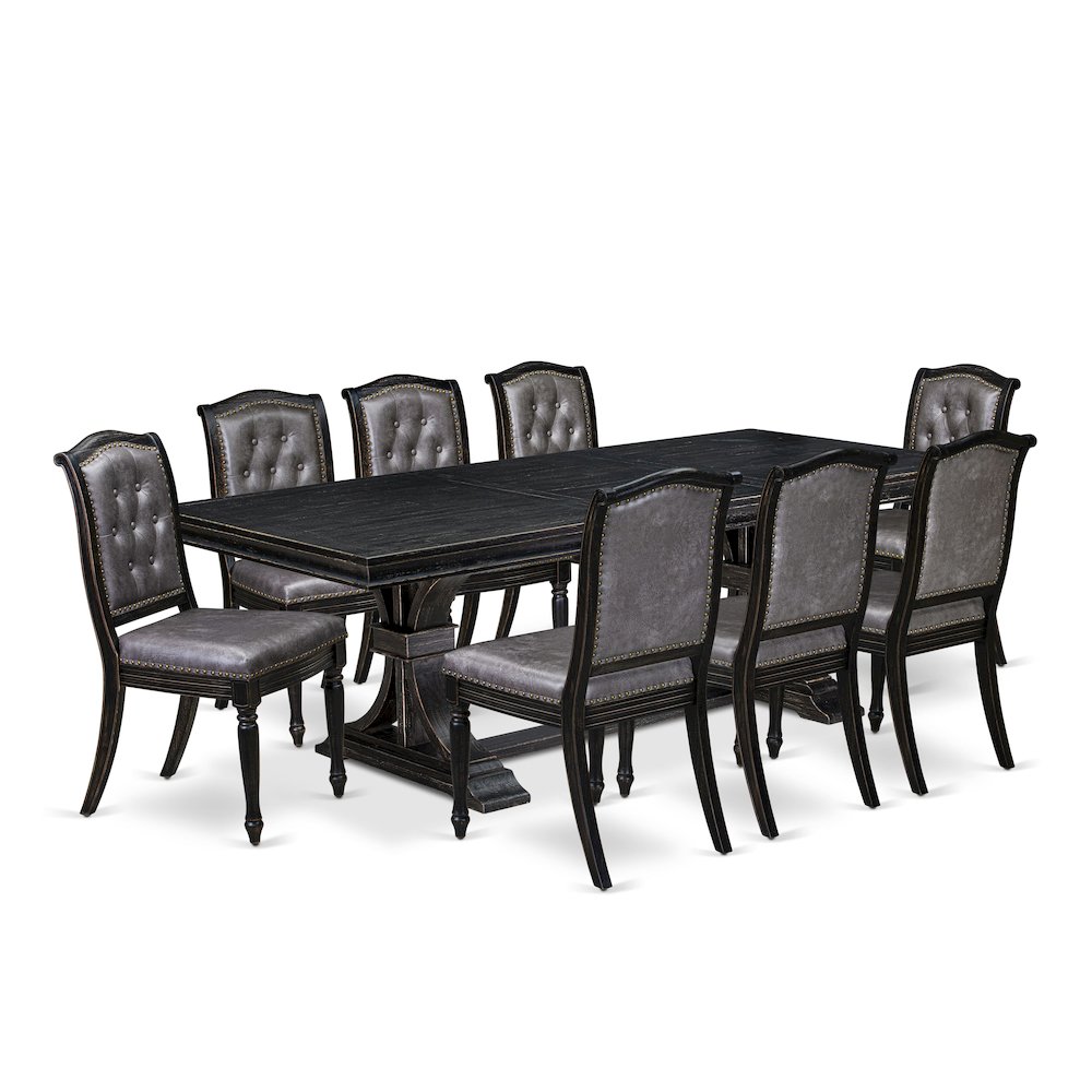 9 piece Dining Table Set of a Dining Table and 8 Modern Dining Chairs. Picture 1