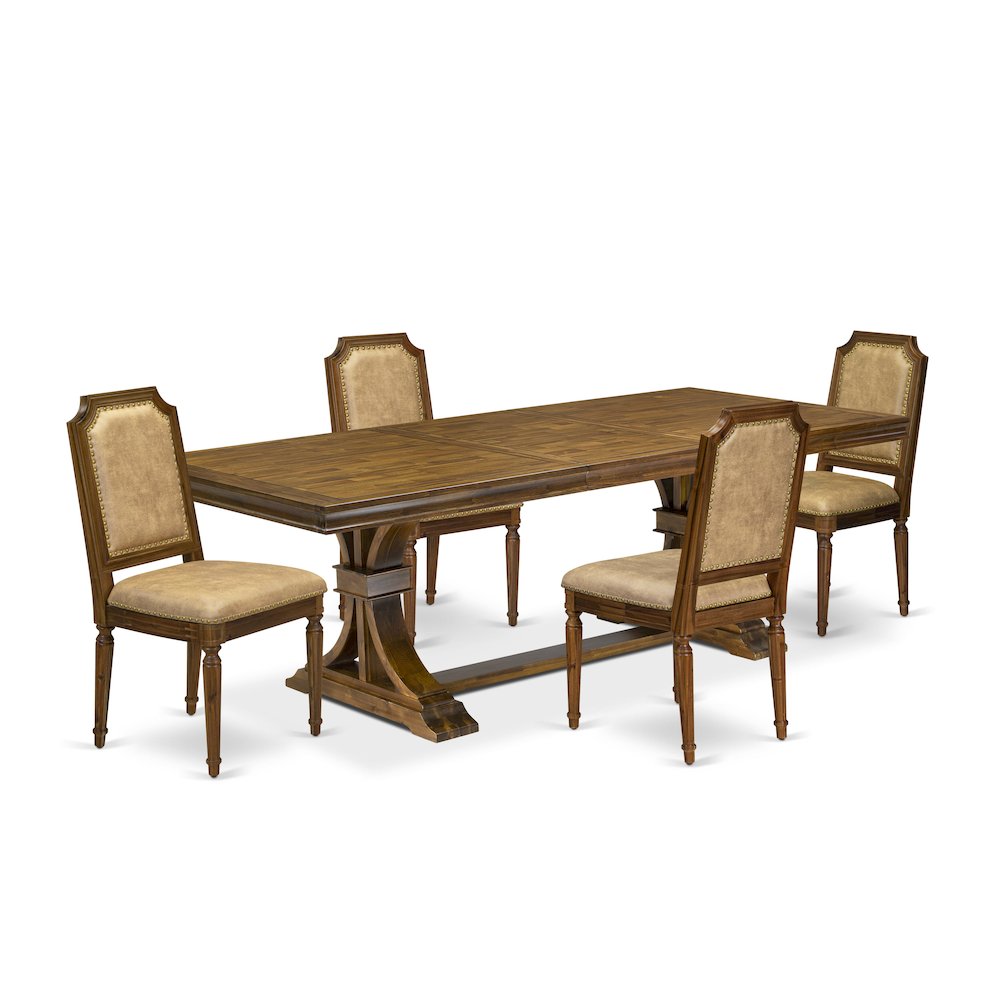 5 piece Kitchen Table Set a Modern Dining Table and 4 Dark Grey Dinner Chairs. Picture 1