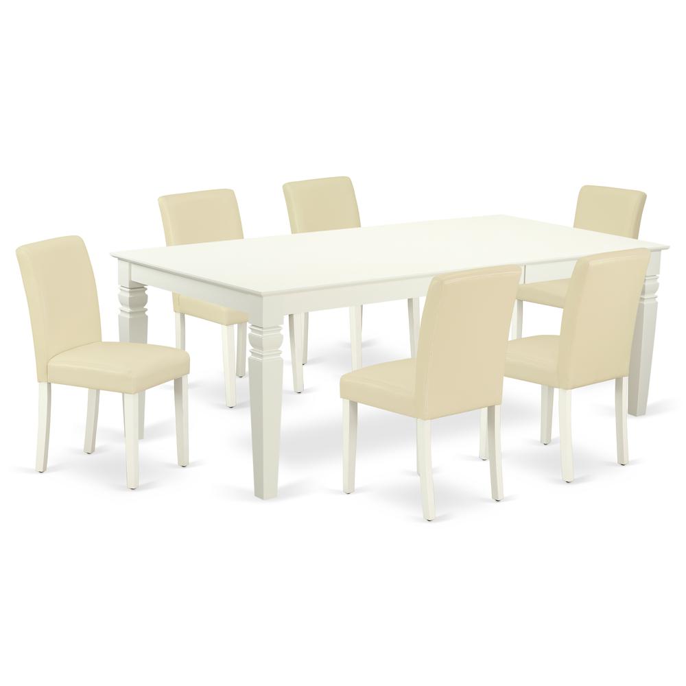 Dining Room Set Linen White, LGAB7-LWH-64. Picture 1