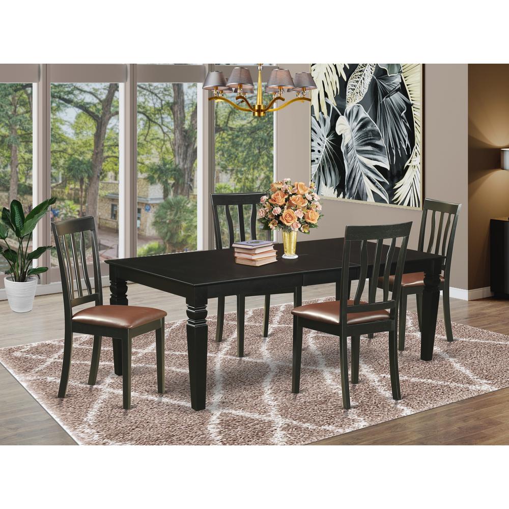 5  Pc  Kitchen  table  set  with  a  Kitchen  Table  and  4  Leather  Dining  Chairs  in  Black. Picture 4