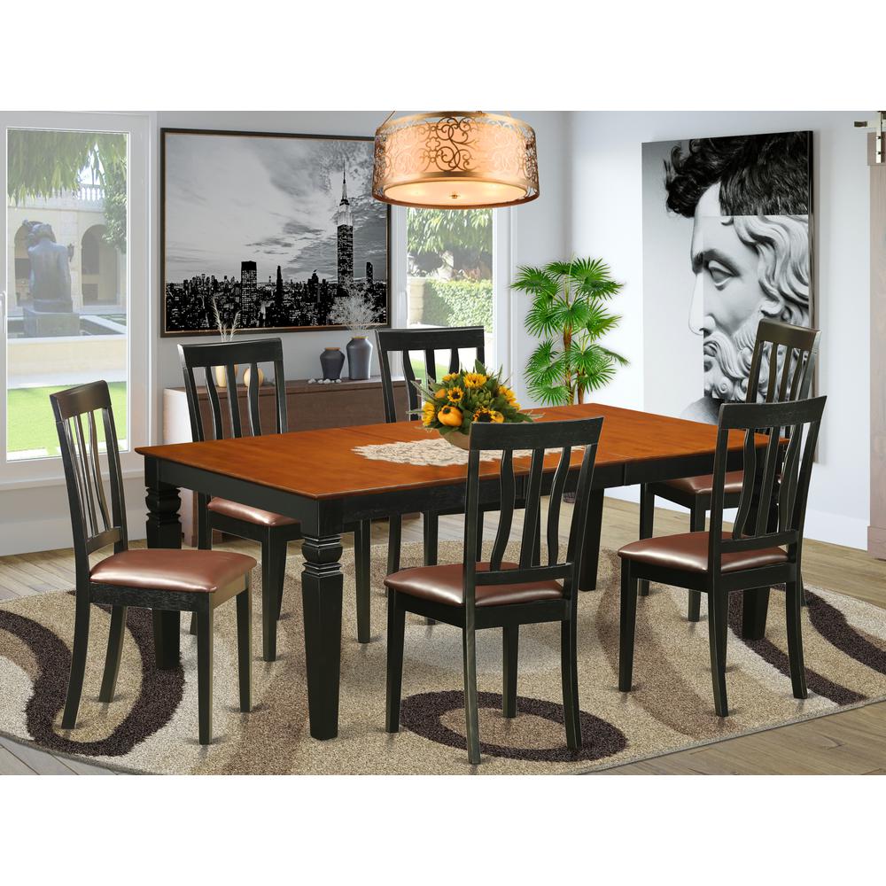 7  Pc  Table  set  with  a  Dining  Table  and  6  Dining  Chairs  in  Black  and  Cherry. Picture 4
